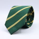 Holliday &amp; Brown for Cruciani &amp; Bella
100% Jacquard Silk
Tipped
Regimental Tie
Green and Yellow Stripes
Handmade in Italy
8 cm x 148 cm
#9851