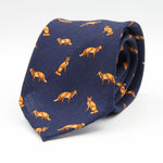 Cruciani &amp; Bella
Printed and Handmade in Italy
100% Wool
Unlined
Blue Tie with Light Brown Fox pattern
8 cm x 150 cm
#9862
