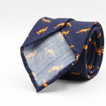 Cruciani &amp; Bella
Printed and Handmade in Italy
100% Wool
Unlined
Blue Tie with Light Brown Fox pattern
8 cm x 150 cm
#9862