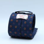 Cruciani &amp; Bella
100% Silk
Self-Tipped
Navy Blue, Yellow and Red Motif Tie
Handmade and Printed in &nbsp;Italy
English Archive Motif
8 cm x 150 cm
#9950