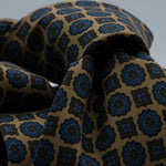 Cruciani &amp; Bella

100% Printed Madder Silk&nbsp;
Italian fabric

Unlined tie
Beige, Brown and Blue Printed Motif Tie

Handmade in Italy
8 cm x 150 cm
#9994