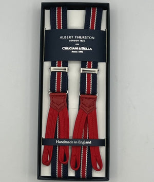 Albert Thurston - Elastic Braces - 25 mm - Blue, Red and White Stripes #7603