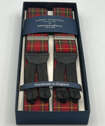 Albert Thurston for Cruciani & Bella Made in England Adjustable Sizing 35 mm elastic  braces Light Red Tartan Braid ends Y-Shaped Nickel Fittings Size: XL