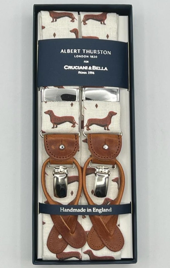 Albert Thurston - Linen -  2 in 1  Braces - 40 mm - Dachshund dog  #8368