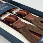 Albert Thurston - Elastic Braces - 25 mm - Red Wine, Ocra Stripes  #8300