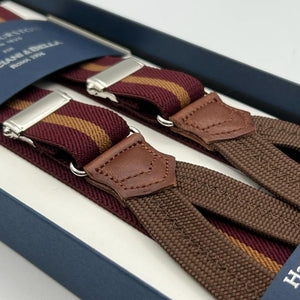 Albert Thurston - Elastic Braces - 25 mm - Red Wine, Ocra Stripes  #8300