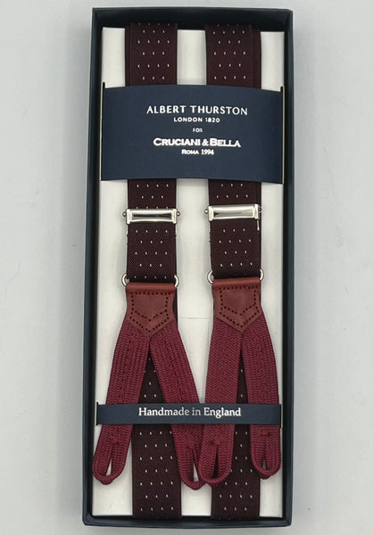  Albert Thurston Wine Dot Button Braces with Tan Leather/Brass  Fittings : Clothing, Shoes & Jewelry
