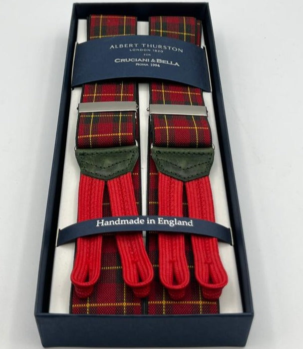 Albert Thurston - Elastic Braces - 35 mm - Red, Green and Yellow Tartan Motif #7601