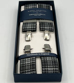 Albert Thurston - Elastic Clip-on-Braces  - 35 mm - Grey, Black and White Tartan #7355