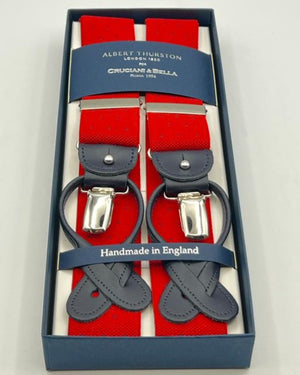 Albert Thurston for Cruciani & Bella Made in England 2 in 1 Adjustable Sizing 35 mm elastic braces Red, Blue Pin Point Y-Shaped Nickel Fittings Size XL