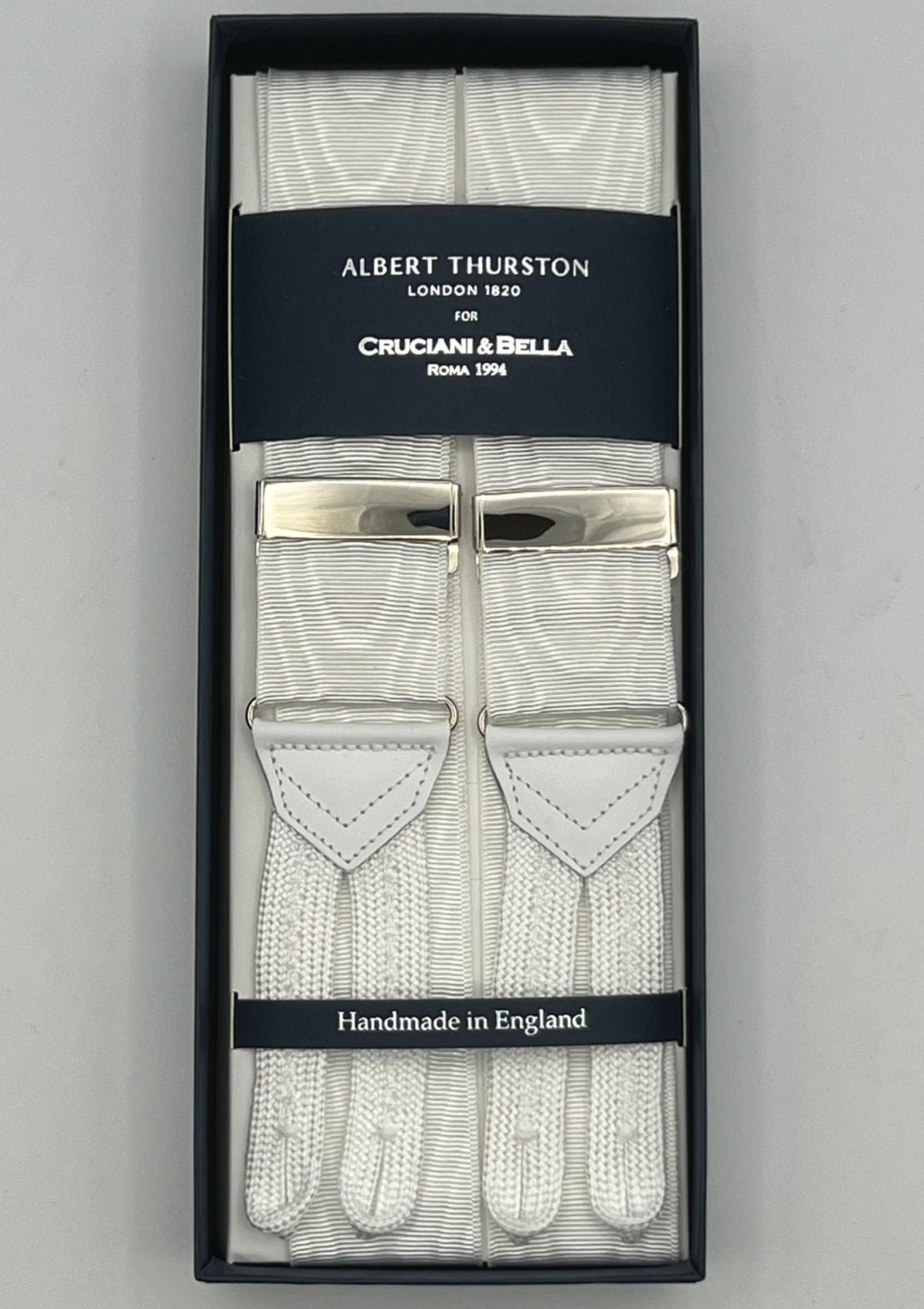 Albert Thurston - Woven Barathea Braces - 40 mm - White Moiré