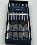Albert Thurston Braces  - 40 mm - Blue, Grey and White  Stripes  #6172