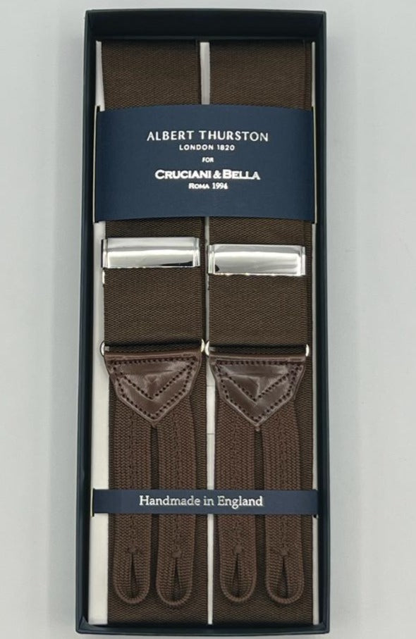 Albert Thurston  Braces  - Woven Barathea Braces - 40 mm - Brown plain #8400