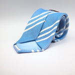 Cruciani &amp; Bella 100% Silk Garza Fina Woven in Italy Tipped Baby Blue, white Stripes Tie Handmade in Italy 8 cm x 150 cmCruciani &amp; Bella 100% Silk Garza Fina Woven in Italy Tipped Baby Blue, white Stripes Tie Handmade in Italy 8 cm x 150 cm