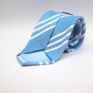 Cruciani &amp; Bella 100% Silk Garza Fina Woven in Italy Tipped Baby Blue, white Stripes Tie Handmade in Italy 8 cm x 150 cmCruciani &amp; Bella 100% Silk Garza Fina Woven in Italy Tipped Baby Blue, white Stripes Tie Handmade in Italy 8 cm x 150 cm