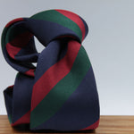Cruciani & Bella 100% Silk Slim Shape Jacquard  Unlined Regimental "Black Watch" Blue, Red and Green stripes tie Handmade in Italy 8 cm x 150 cm #7696