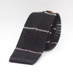 Cruciani & Bella 100% Knitted Silk Black and Grey stripe tie Handmade in Italy 6 cm x 147 cm