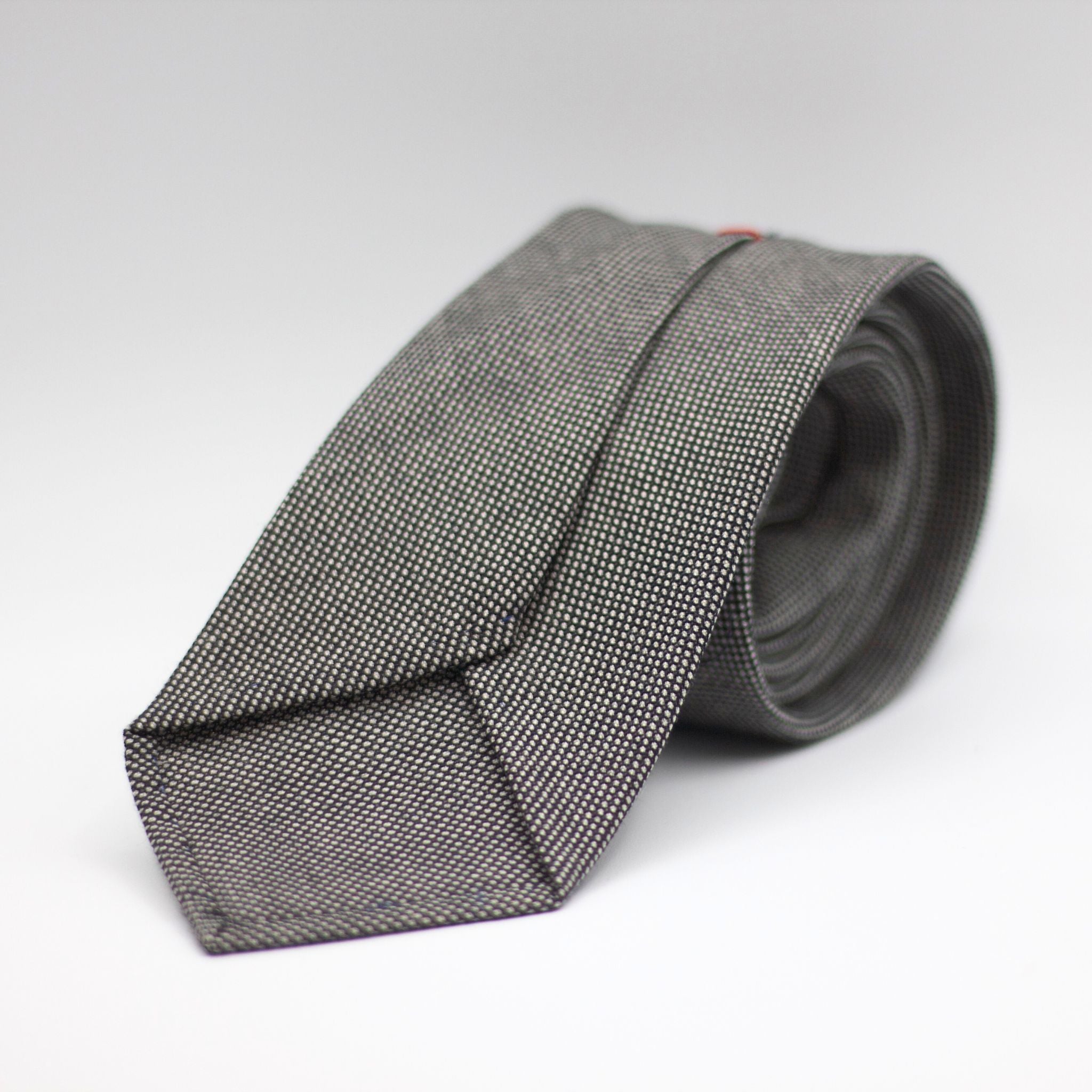 Cruciani & Bella 100% Wool - Schofield & Smith. Huddersflied Unlined Hand rolled blades Black and White Unlined Tie Handmade in Italy 8 cm x 150 cm