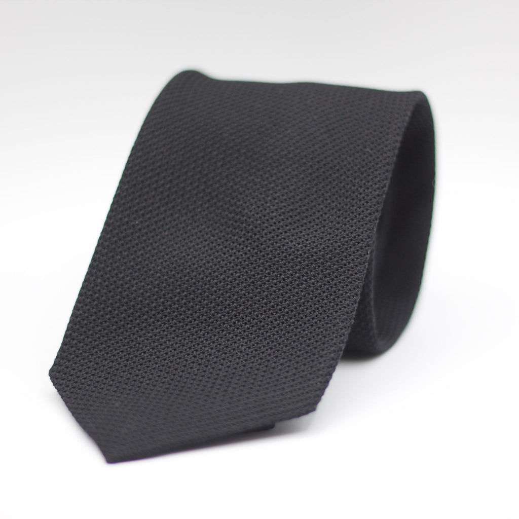 Cruciani & Bella 100% Silk Grenadine garza fina  Tipped Black tie Handmade inItaly 8 cm x 150 cm