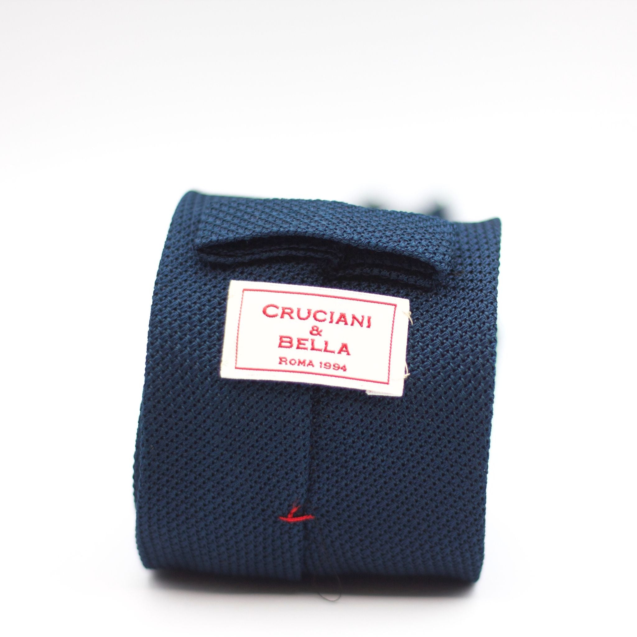 Cruciani & Bella 100% Silk Grenadine garza fina  Unlined Hand rolled blades Blue Ink plain tie Handmade in Italy 8 cm x 150 cm