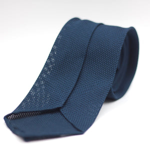 Cruciani & Bella 100% Silk Grenadine garza fina  Unlined Hand rolled blades Blue Ink plain tie Handmade in Italy 8 cm x 150 cm