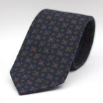 Holliday & Brown for Cruciani & Bella 100% Printed Wool  Self-Tipped Blue Navy, Green, Brown  and Light Blue Motif Tie  Handmade in Italy 8 cm x 148 cm