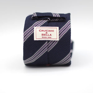 Blue Navy, White and Purple Stripes Tie