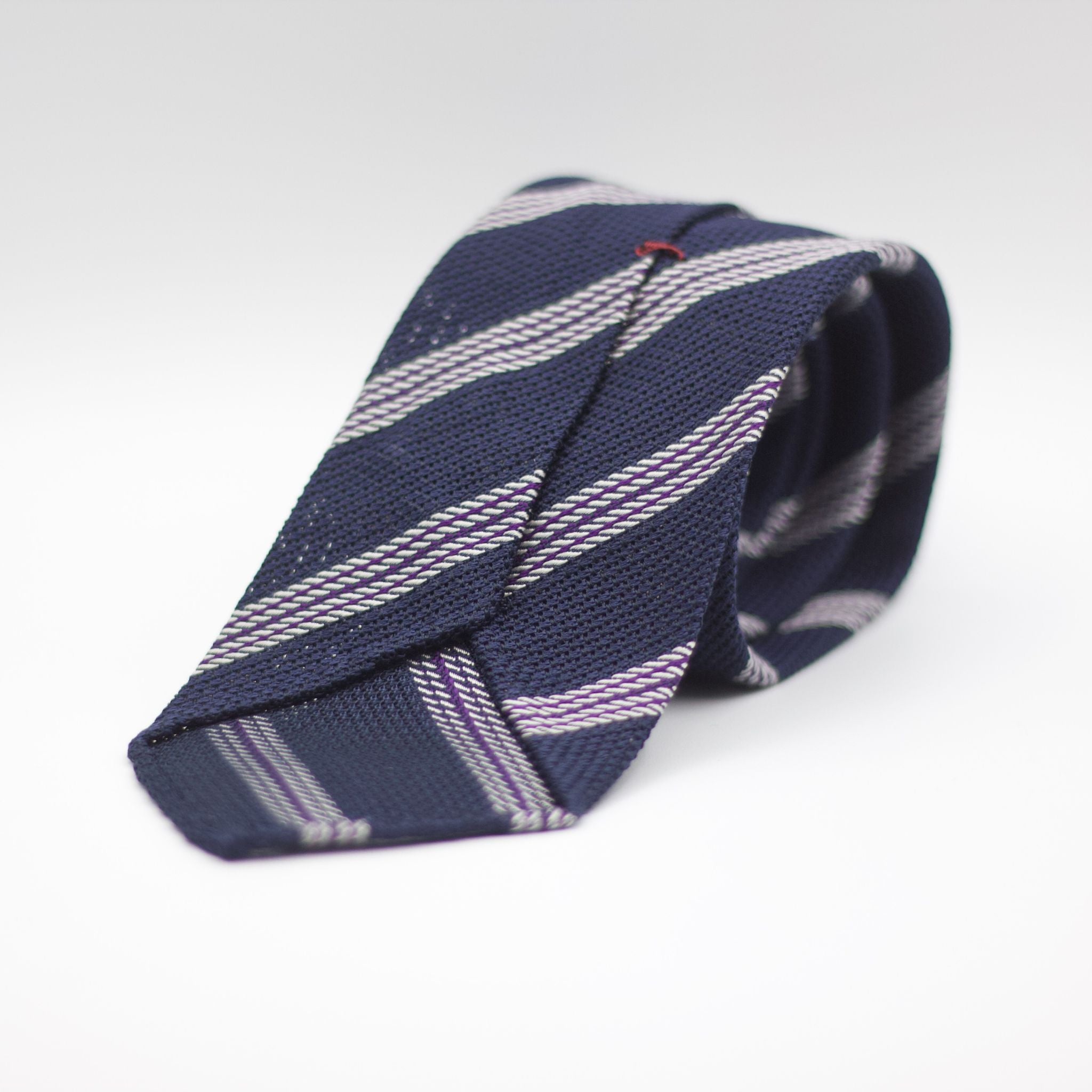 Blue Navy, White and Purple Stripes Tie