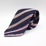 Cruciani & Bella - Silk Garza Fina - Unlined - Blue Navy, White and Stripes Tie