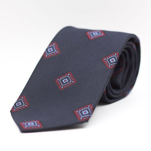 Blue Navy with Red and Light Blue motif tie