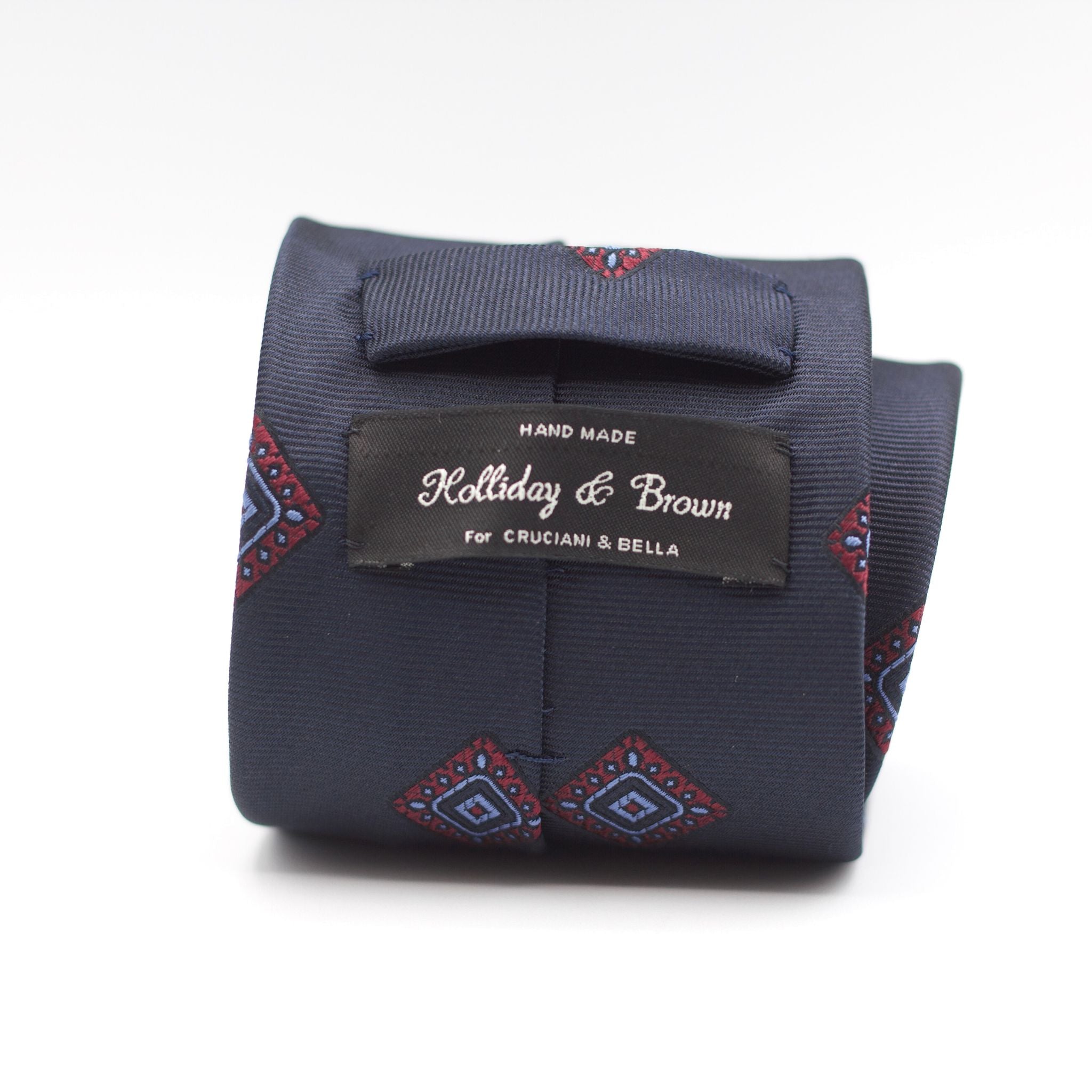 Blue Navy with Red and Light Blue motif tie