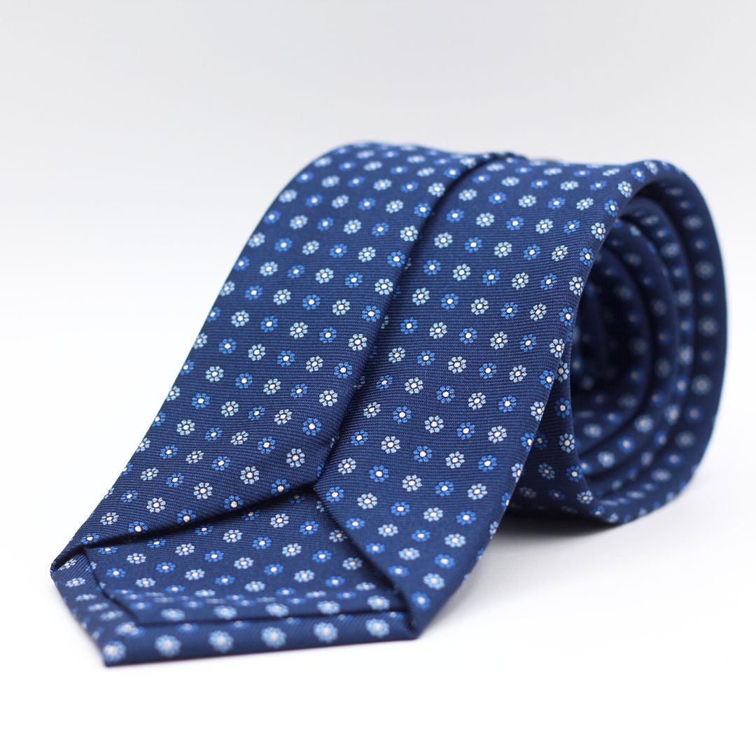 Holliday & Brown - Printed Silk - Blue, Blue and Baby Blue Daisies Tie