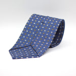 Cruciani &amp; Bella 100% Printed Silk Silk Made in England&nbsp; Self-tipped Blue, Brown and White Motif Tie 8 cm x 150 cm Handmade in &nbsp;England