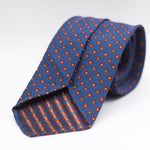 Cruciani & Bella 100% Woven Jacquard Silk Unlined Blue, Burgundy, Green and Orange  Motif Unlined Tie Handmade in England 8 x 153 cm