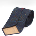 Cruciani & Bella 100%  Printed Wool  Unlined Hand rolled blades Blue, Burgundy and Light Blue Paisley Motifs Tie Handmade in Italy 8 cm x 150 cm