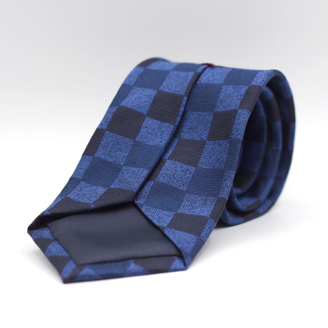 Cruciani & Bella 100% Silk  Jacquard  Tipped Blue, Dark Blue and Medium Blue Tie Handmade in Italy 8 cm x 150 cm