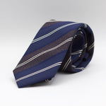 Cruciani & Bella - Woven Jacquard Silk - Blue, Gray and White Stripes Tie #1703