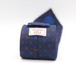 Cruciani & Bella 100% Printed Silk Unlined Blue, Green, Baby Blue and Orange Motif Unlined Tie Handmade in England 8 x 153 cm