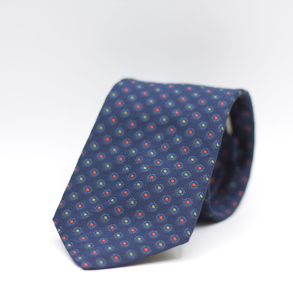 Cruciani & Bella 100% Silk Made in England Jacquard  Tipped Blue, Green, Red and Blue Tie Handmade in Italy 8 cm x 150 cm