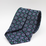 Cruciani & Bella 100% Silk Made in England Jacquard  Tipped Blue, Green and Light Blue  Motif Tie Handmade in Italy 8 cm x 150 cm