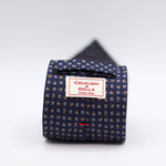 Cruciani & Bella 100% Printed Silk 36 oz UK fabric Unlined Blue, Grey and Cream Motif Unlined Tie Handmade in Italy 8 x 150 cm