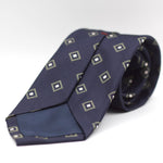 Blue, Grey and White Motif Tie