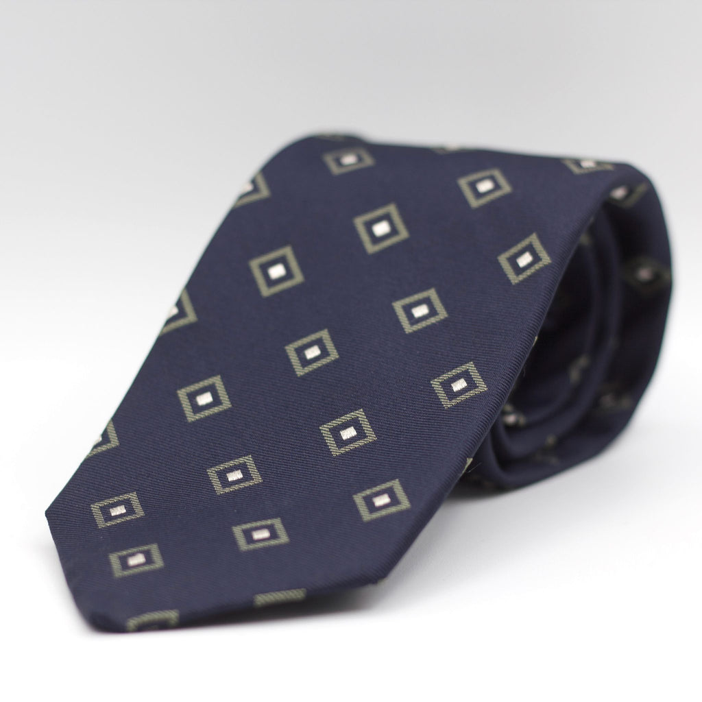 Blue, Grey and White Motif Tie