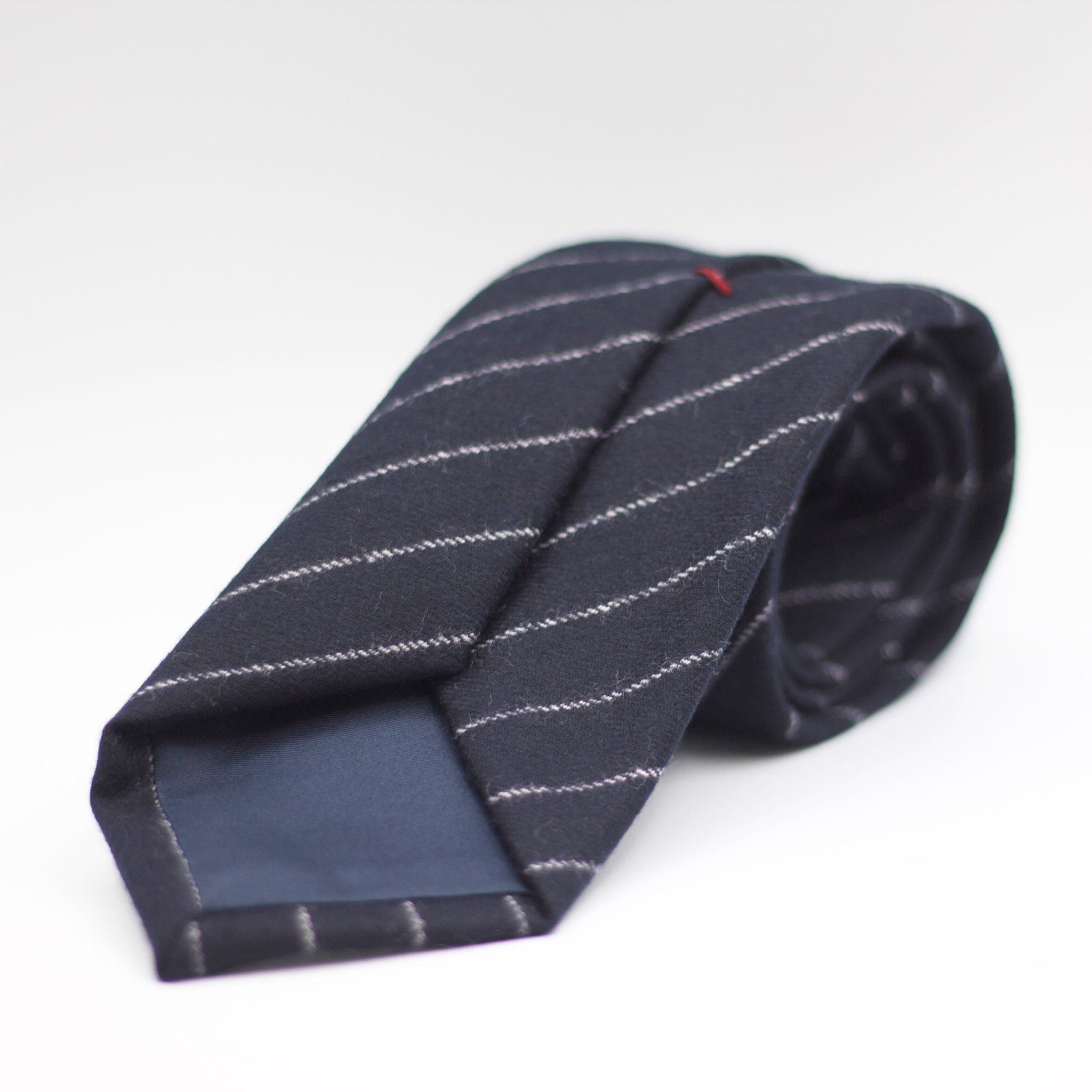 Cruciani & Bella 100% Wool  Unlined Hand rolled blades Blue, Grey stripes Tie Handmade in Italy 8 cm x 150 cm