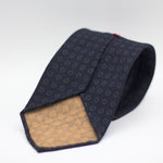 Cruciani & Bella 100%  Printed Wool  Unlined Hand rolled blades Blue, Light Blue and Burgundy Motifs Tie Handmade in Italy 8 cm x 150 cm