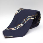Holliday & Brown - Woven Jacquard Silk - Blue, Off White, Brown and Indigo Tie