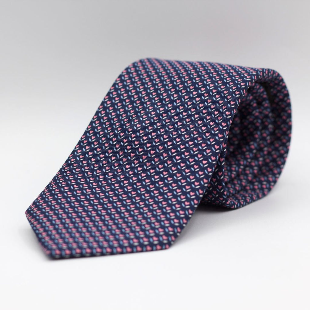 Holliday & Brown - Printed Silk - Blue, Pink and Light Blue Motif Tie