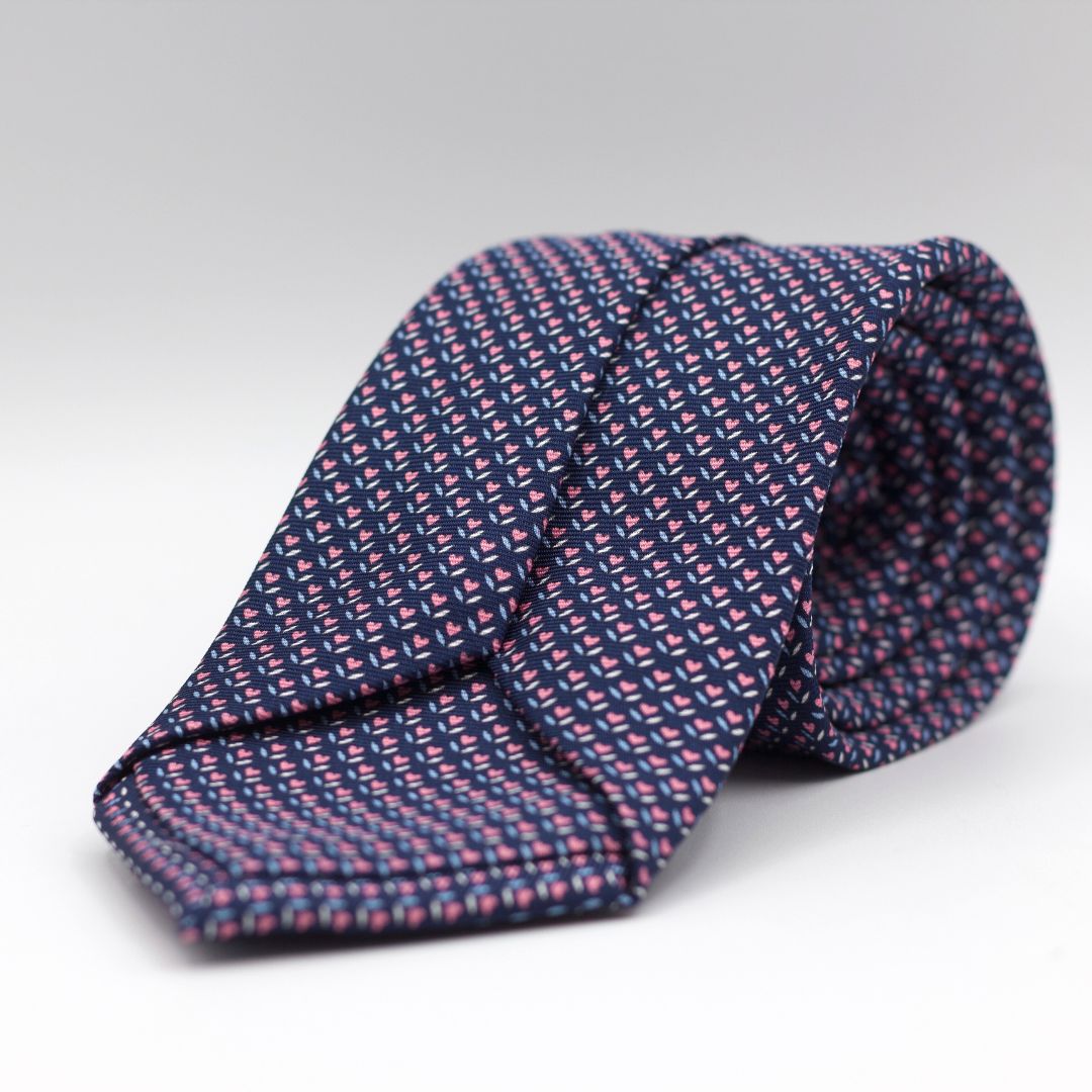 Holliday & Brown - Printed Silk - Blue, Pink and Light Blue Motif Tie