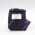 Cruciani & Bella - Silk Garza grossa Unlined - Blue, Plum and Light Blue Tie