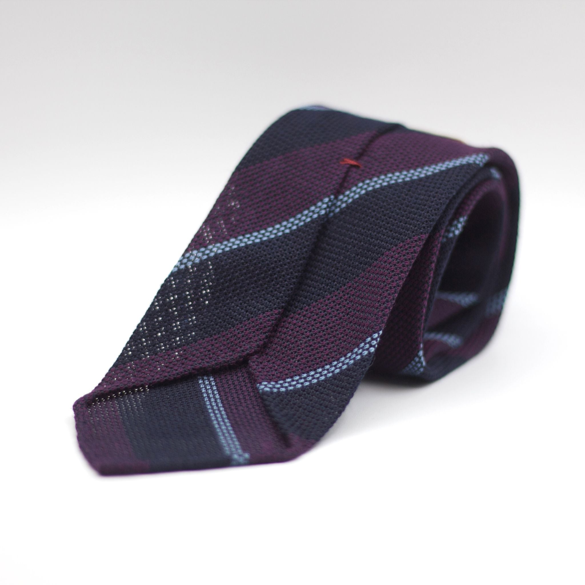 Cruciani & Bella - Silk Garza grossa Unlined - Blue, Plum and Light Blue Tie